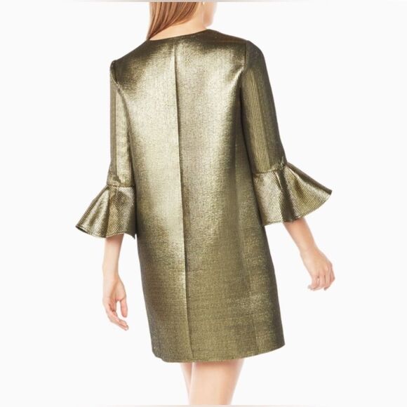 BCBG MAXAZRIA Judy Metallic Bell Sleeve Shift Dress Size S - Picture 4 of 6